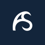 Logo de empresa Alumínio Soberano, cujo conteúdo é o símbolo AS e o fundo azul marinho
